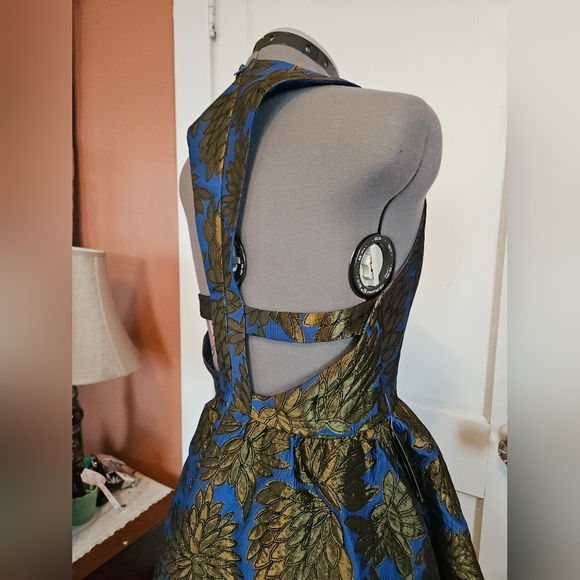 NWT Ark & Co Blue and Olive Quilted Mini Party Dress S - Picture 6 of 8